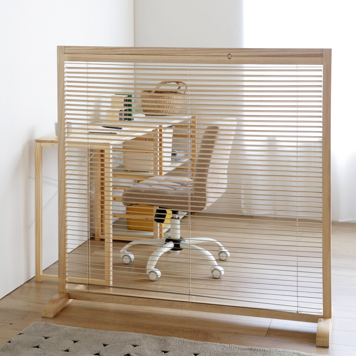 弘益 衝立 1連 高さ119cm 天然木 桐 折りたたみ ルーバタイプ 間仕切り