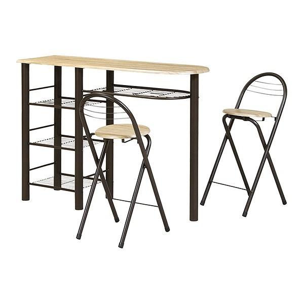 弘益 ハイテーブル 3点セット スチールフレーム ハイチェア2脚