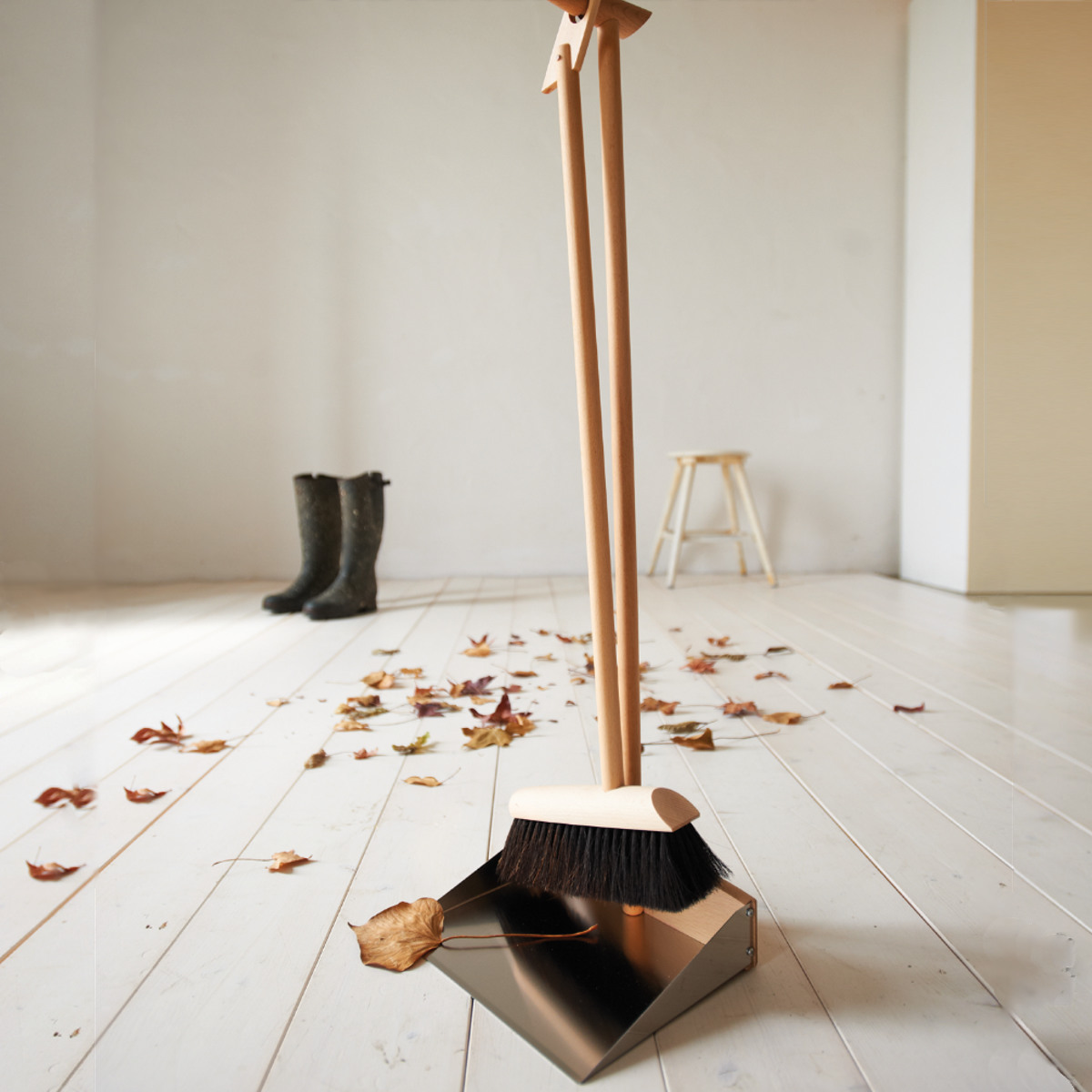 Redecker レデッカー ほうき ちりとり セット 天然素材 馬毛 （ ほうきちりとりセット 木製 ステンレス 玄関掃除 ベランダ ）