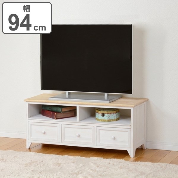 アンティーク シェルフ 棚 ローボード 飾り台 テレビ台 無垢材 シャビー テレビ台 ローボード アンティーク調 シャビーウッド 幅94cm （ テレビ