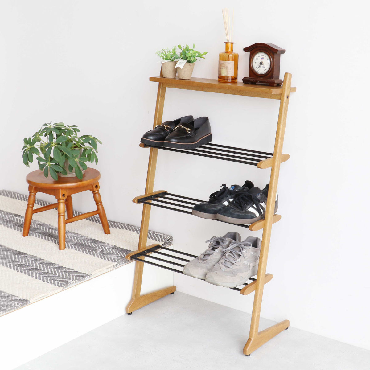 木製オープンシューズラック 165cm シューズラック Shoes Rack 木製 省スペース （ 靴 収納 ラック 下駄箱