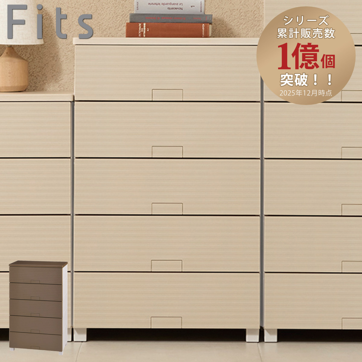 FITS 5段引き出し箪笥 Fits チェスト フィッツプラス メッシュ 5段 幅65×奥行41×高さ105cm