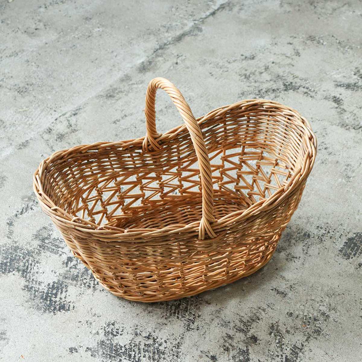 Creer かご アラログ レトロ オーバル バスケット 幅45cm ラタン