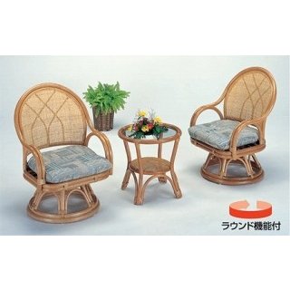 今枝商店 ラタンテーブル 円型 ガラス天板 直径45cm （ サイドテーブル