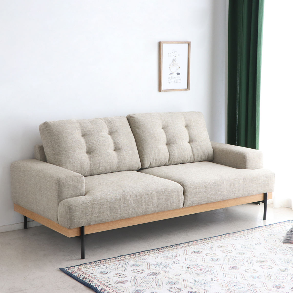 ソファ 幅182cm 2.5人掛け 北欧風 ハウタ （ リビングソファ sofa 木製 天然木 座面広い サポートクッション付き 肘掛け 完成品 スチール脚 ）_11