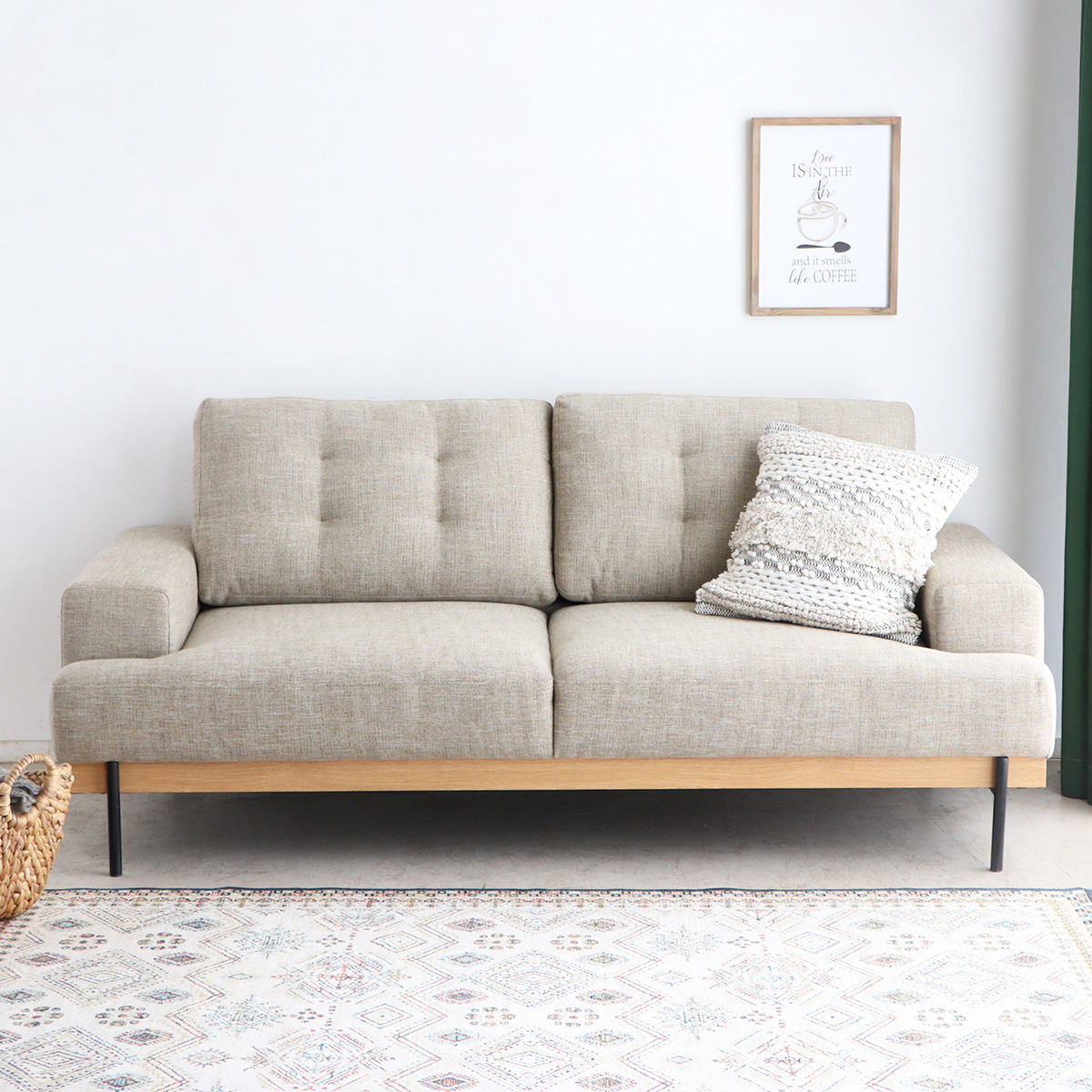 ソファ 幅182cm 2.5人掛け 北欧風 ハウタ （ リビングソファ sofa 木製 天然木 座面広い サポートクッション付き 肘掛け 完成品 スチール脚 ）_12