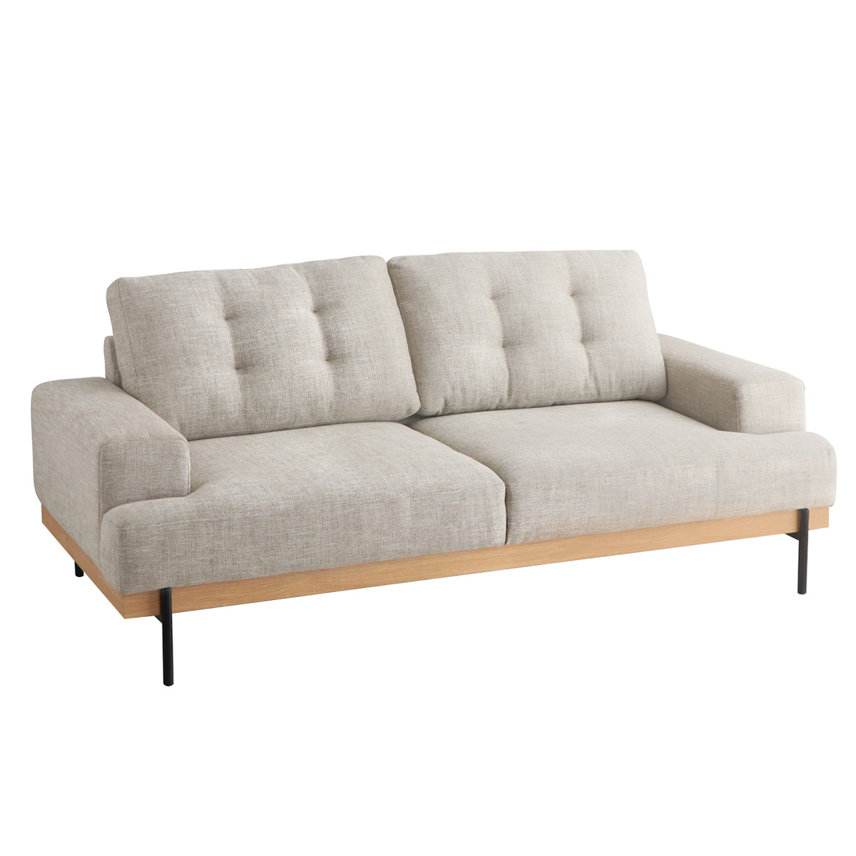 ソファ 幅182cm 2.5人掛け 北欧風 ハウタ （ リビングソファ sofa 木製 天然木 座面広い サポートクッション付き 肘掛け 完成品 スチール脚 ）_14