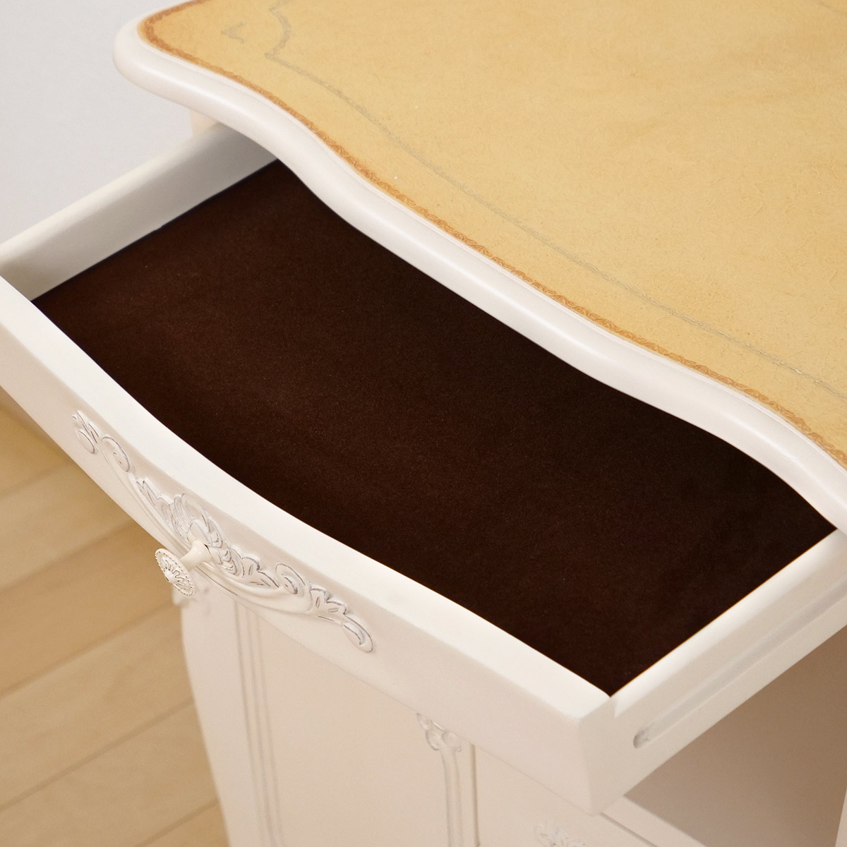 FAX台 コモ （ ファックス台 電話台 手彫り ロココ調 猫脚 収納 家具