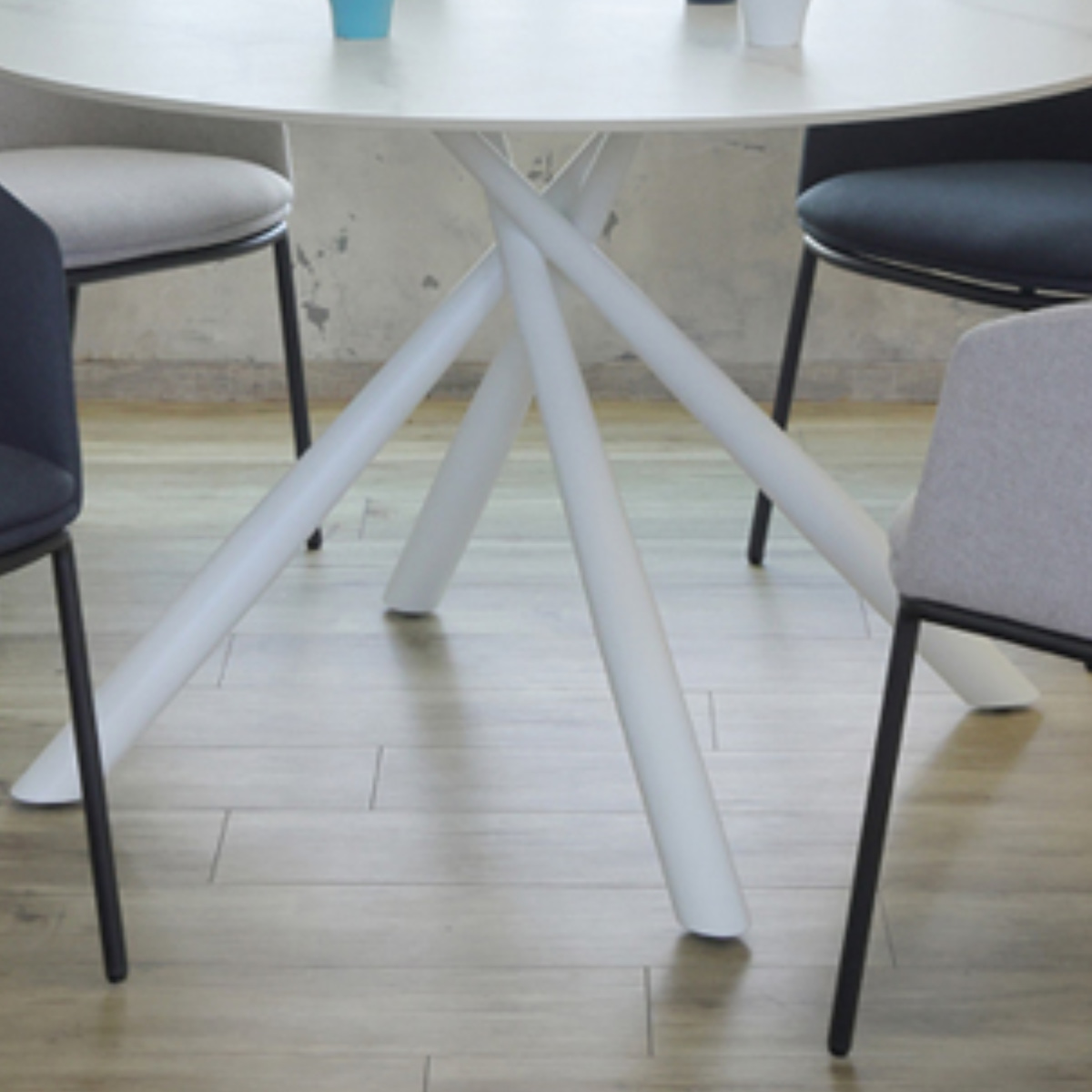 ダイニングテーブル 直径117cm 円形 大理石調 COBBLE ラウンドテーブル