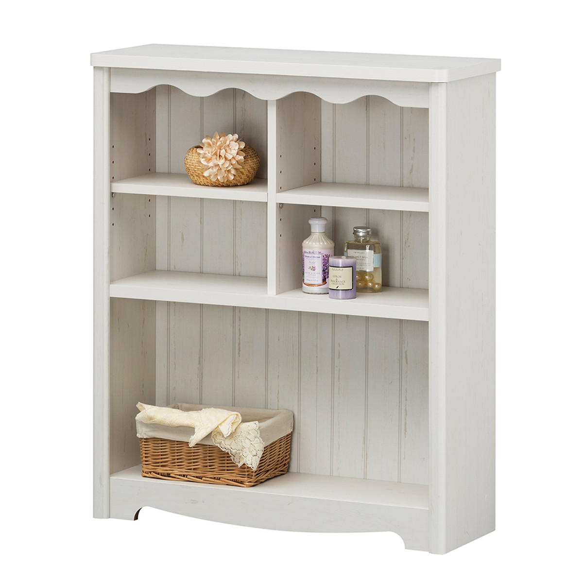 白井産業 オープンラック 幅74.4cm 3段 モンシェリーヌ 白家具 木製