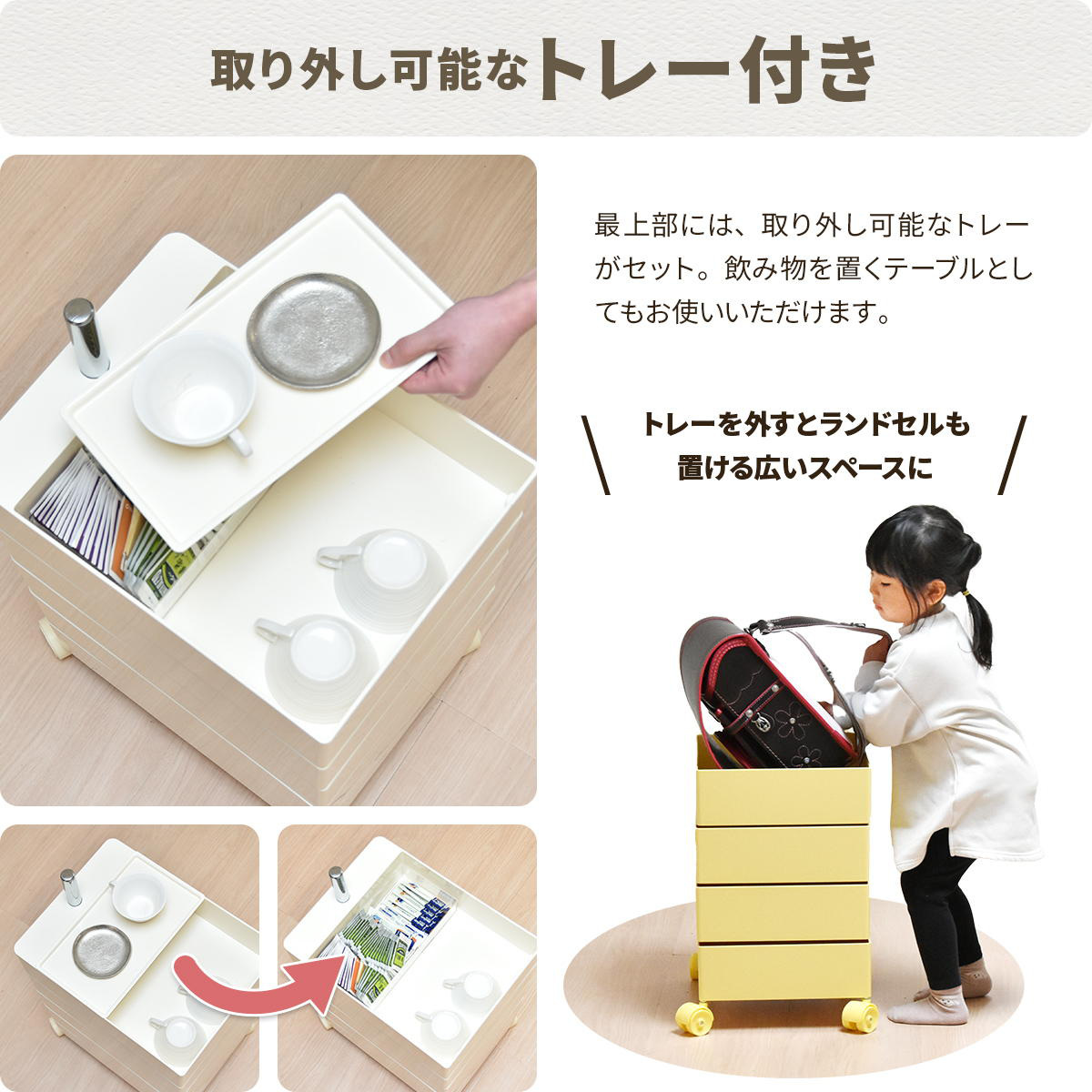 収納ワゴン 5段 360度 回転 キャスター付き （ ワゴン 収納 棚 ラック
