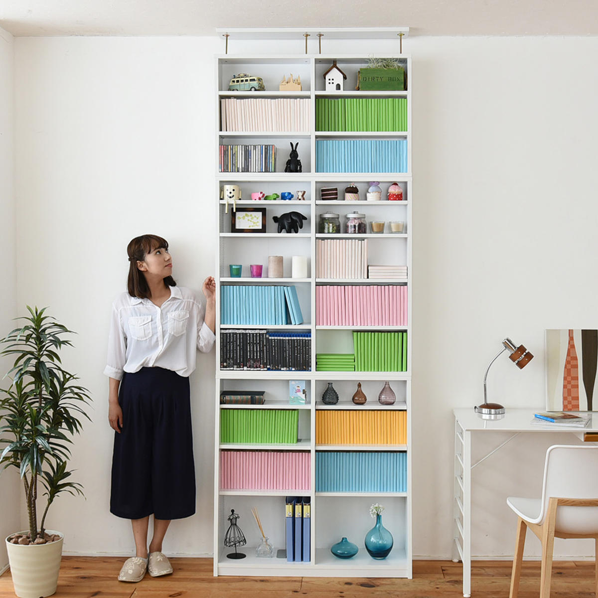 JK-PLAN（ジェイケイ・プラン） 本棚 幅90cm 上置きセット 1cmピッチ