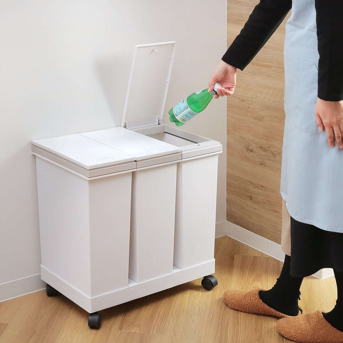 アスベル（ASVEL） ゴミ箱 60L 資源ゴミ 横型 3分別ワゴン （ ごみ箱