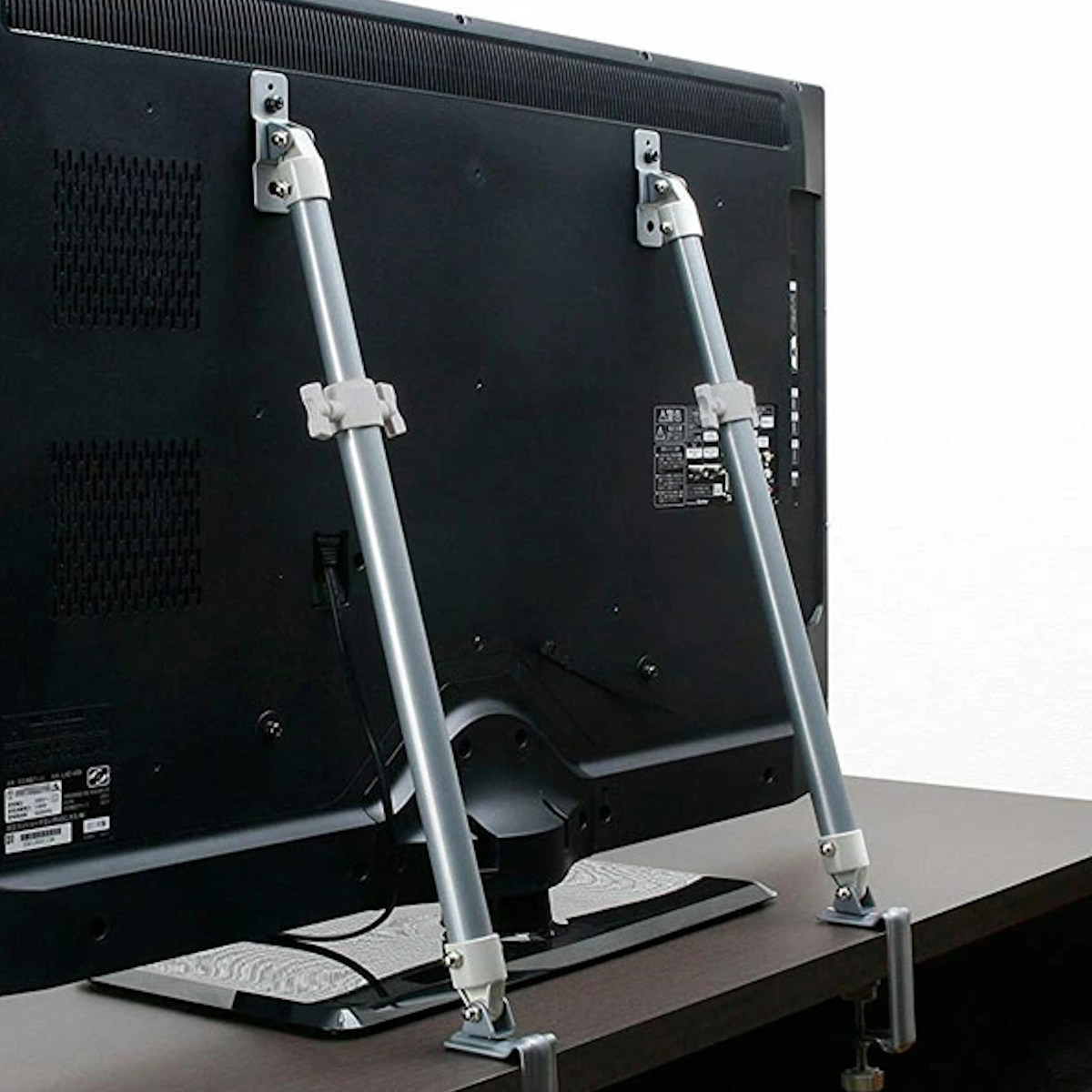 テレビ 転倒防止 液晶テレビ 耐震ポール 32〜60型 薄型テレビ対応 転倒防止金具 2本入 （ 家具転倒防止 固定器具 挟み込みタイプ 伸縮式 地震対策 防災 ）