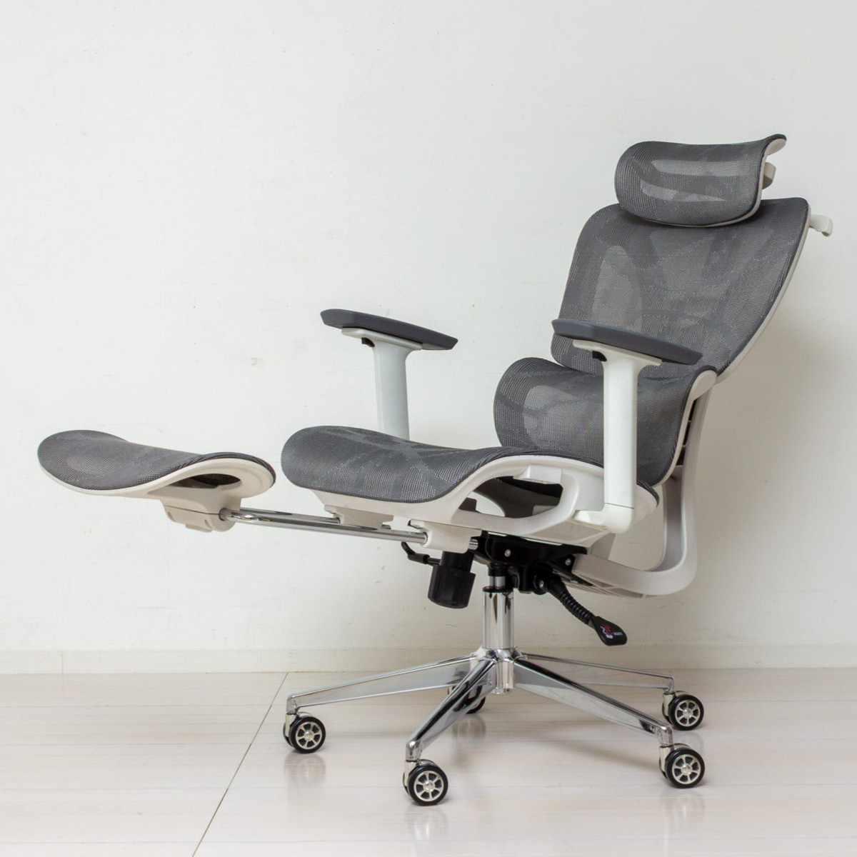 オフィスチェア 座面高47〜54cm フットレスト付き メッシュ ハイバックチェア （ デスクチェア リクライニング 無段階 フットレスト 高さ調整 3Dアームレスト ）_13