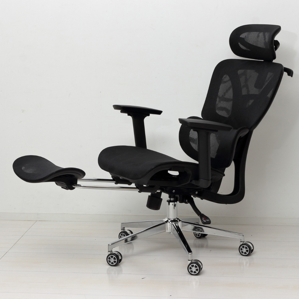 オフィスチェア 座面高47〜54cm フットレスト付き メッシュ ハイバックチェア （ デスクチェア リクライニング 無段階 フットレスト 高さ調整 3Dアームレスト ）_14