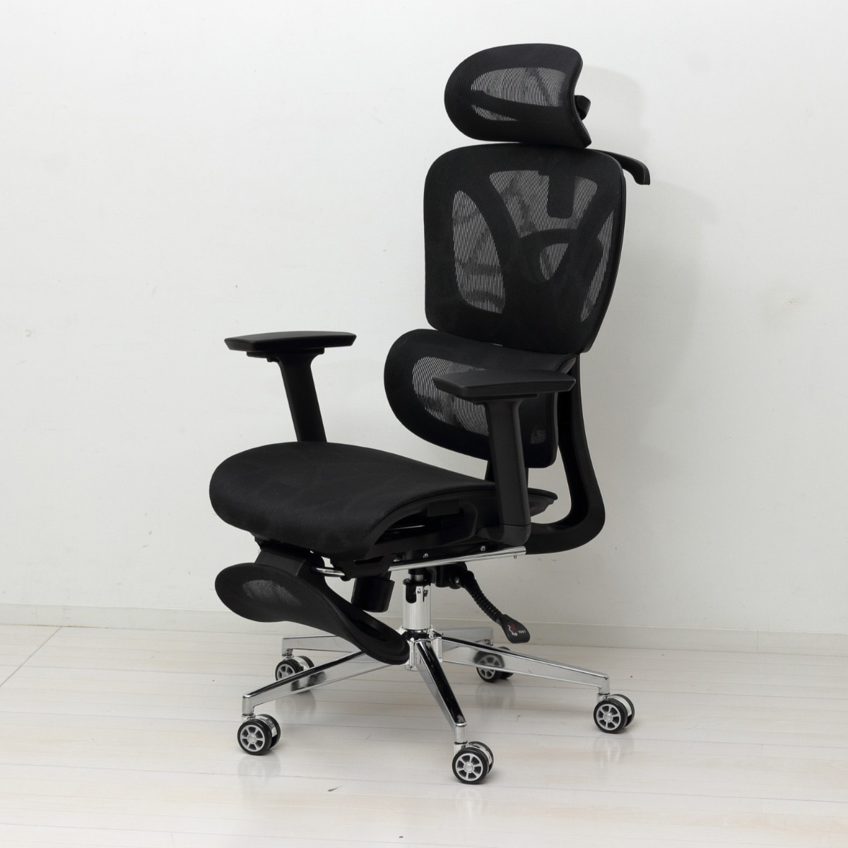 オフィスチェア 座面高47〜54cm フットレスト付き メッシュ ハイバックチェア （ デスクチェア リクライニング 無段階 フットレスト 高さ調整 3Dアームレスト ）_6