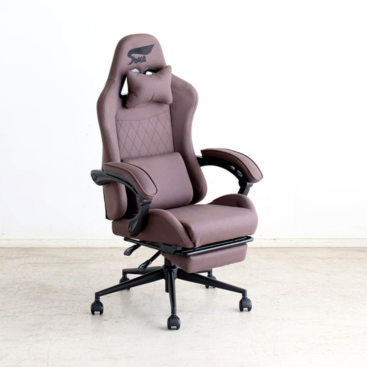 ゲーミングチェア 座面高47.5〜53cm フットレスト付き SeAGA （ チェア