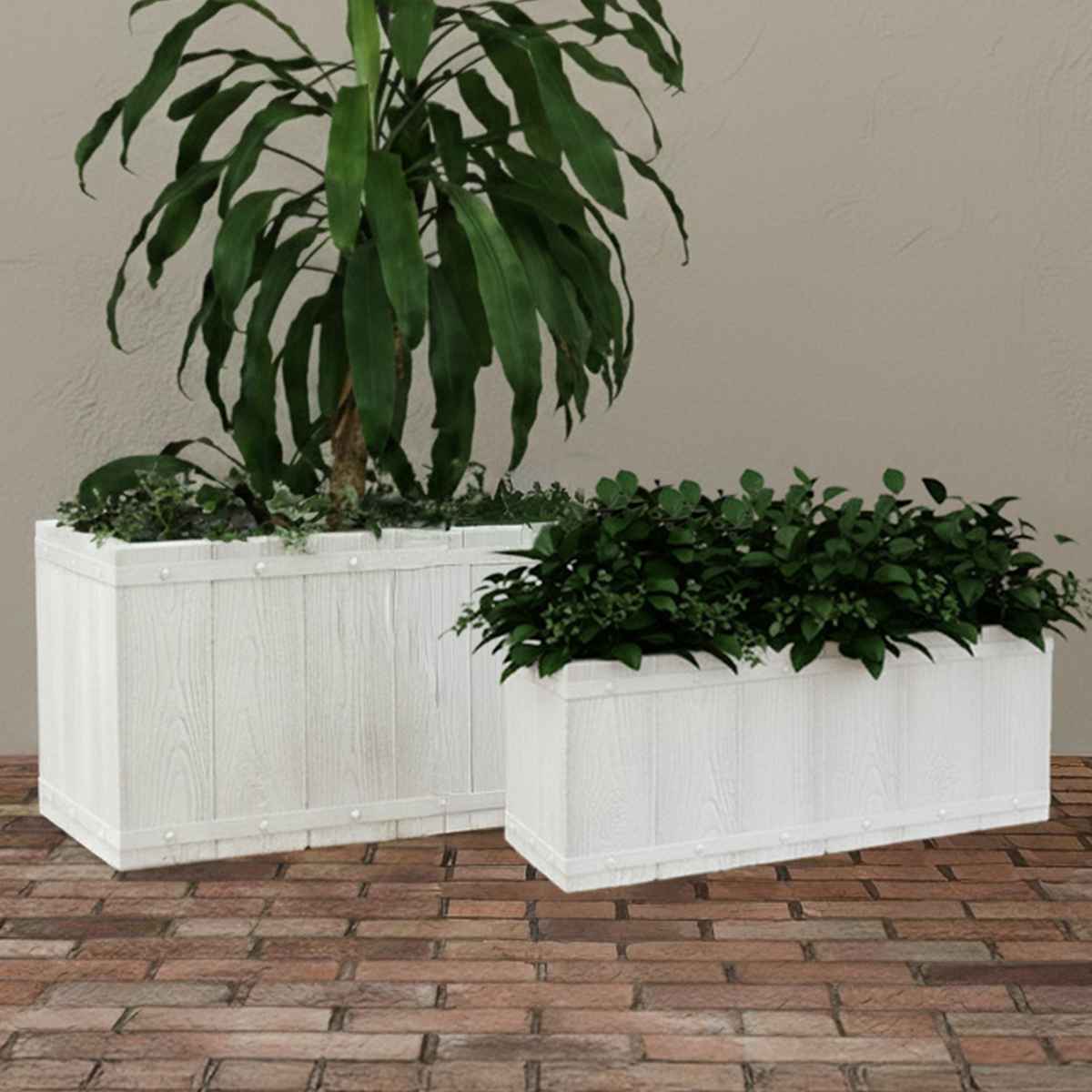 プランター ファーバー 木調FRPプランター 幅60cm 幅80cm 長角 大小2個セット （ プランターカバー ラウンド 植木鉢 鉢 底穴 屋外 外 家庭菜園 寄せ植え ）_7
