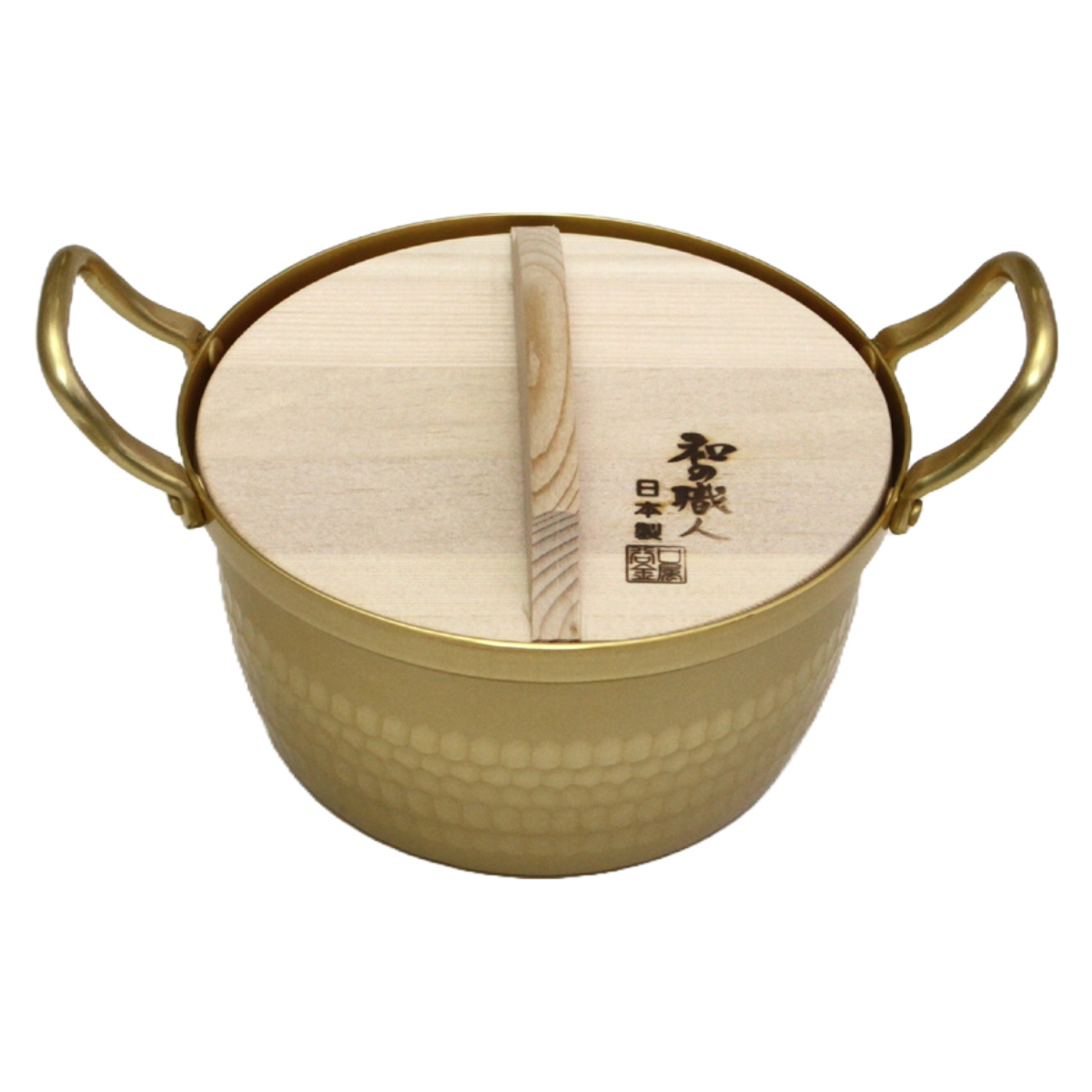 谷口金属工業 両手鍋 14.5cm 和の職人 アルミ段付鍋 木蓋付 （ ガス火