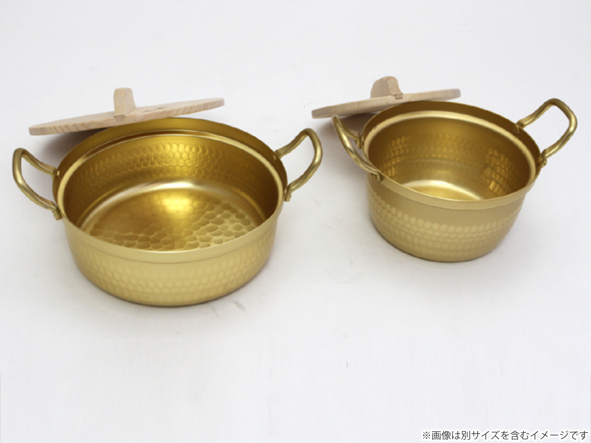 谷口金属工業 両手鍋 14.5cm 和の職人 アルミ段付鍋 木蓋付 （ ガス火