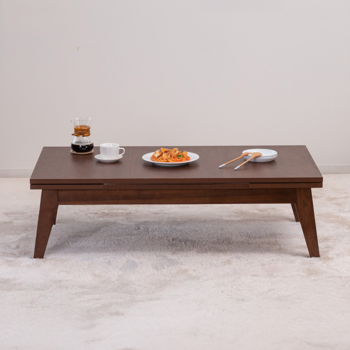 東谷 センターテーブル 伸縮式 幅120〜180cm 木目調 （ 伸長 3段階 120