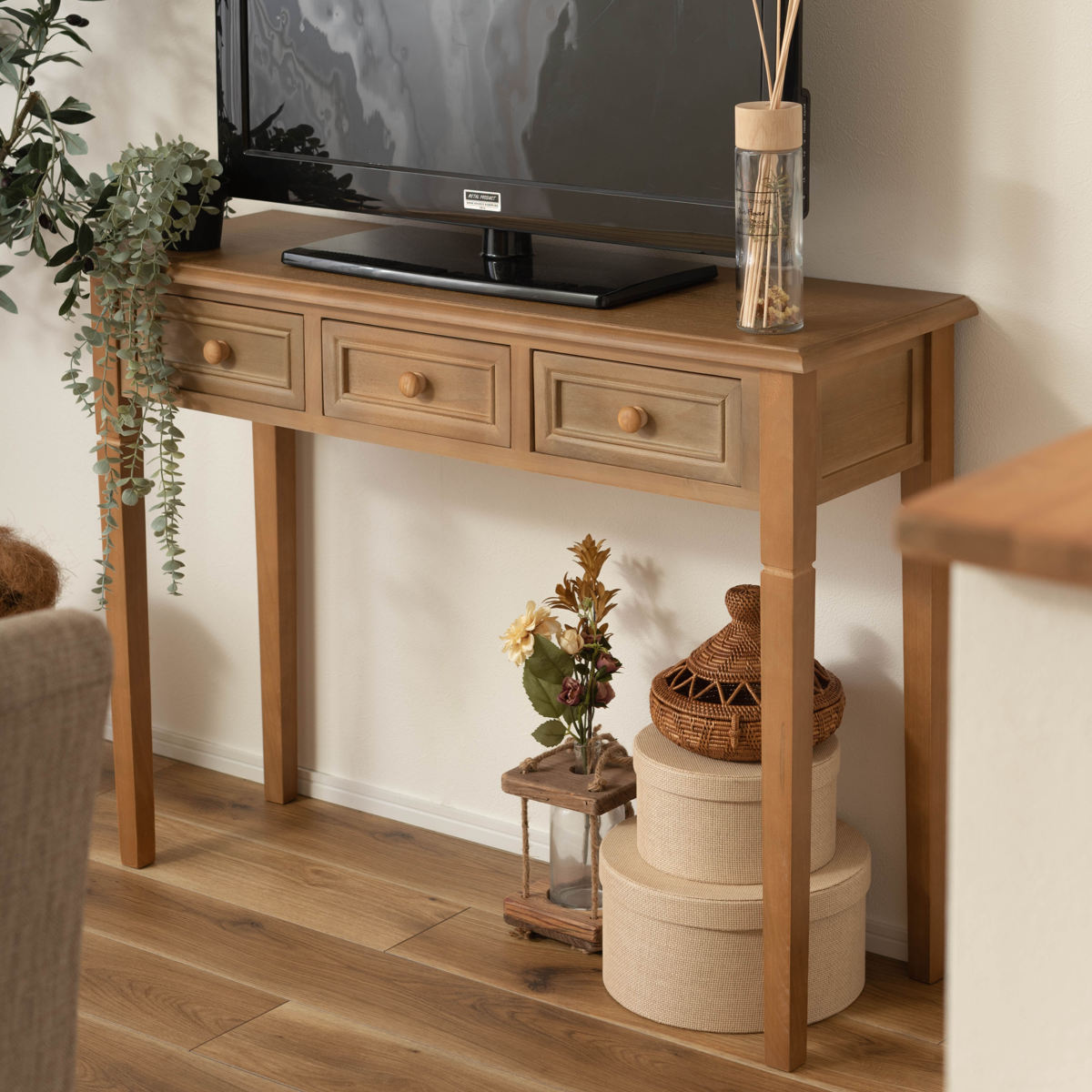 東谷 コンソールデスク 幅100cm 天然木 アンティーク調 （ コンソール