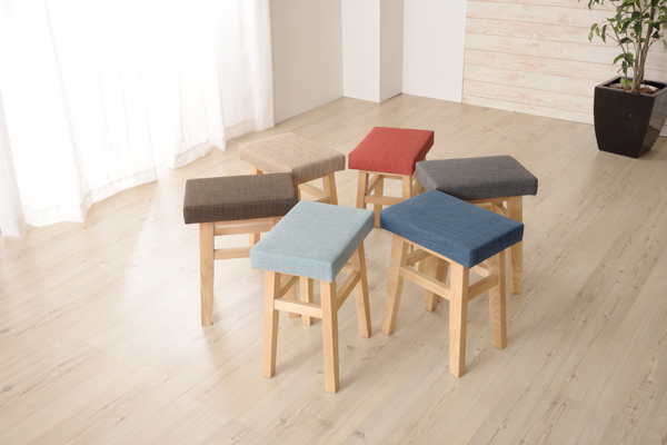 東谷 スツール 高さ45cm ダイニングスツール クッション 木製 天然木