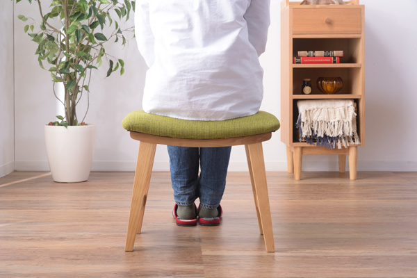 東谷 スツール 高さ42cm ダイニングスツール クッション 木製 天然木