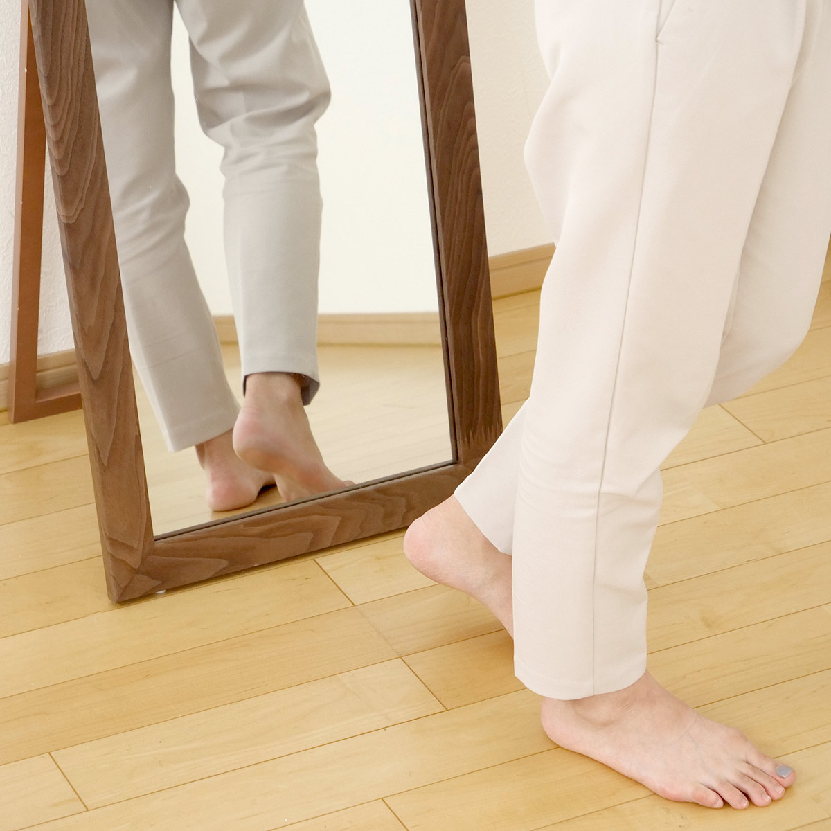 東谷 スタンドミラー 全身 木枠 飛散防止 45×147cm （ 姿見 鏡 ミラー