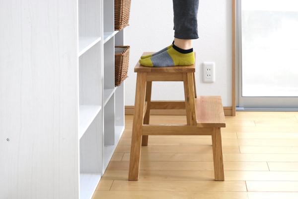 踏み台 高さ47cm ステップ台 天然木 木製 オーク材 スツール 腰掛 （ 2