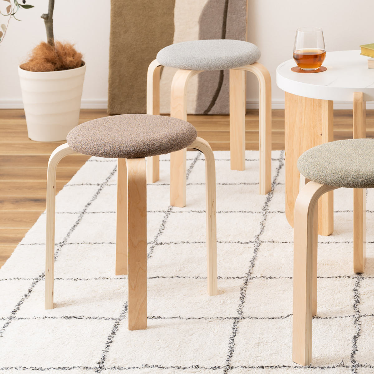 東谷 スツール 高さ45cm スタッキング 完成品 （ 木製 天然木 チェア