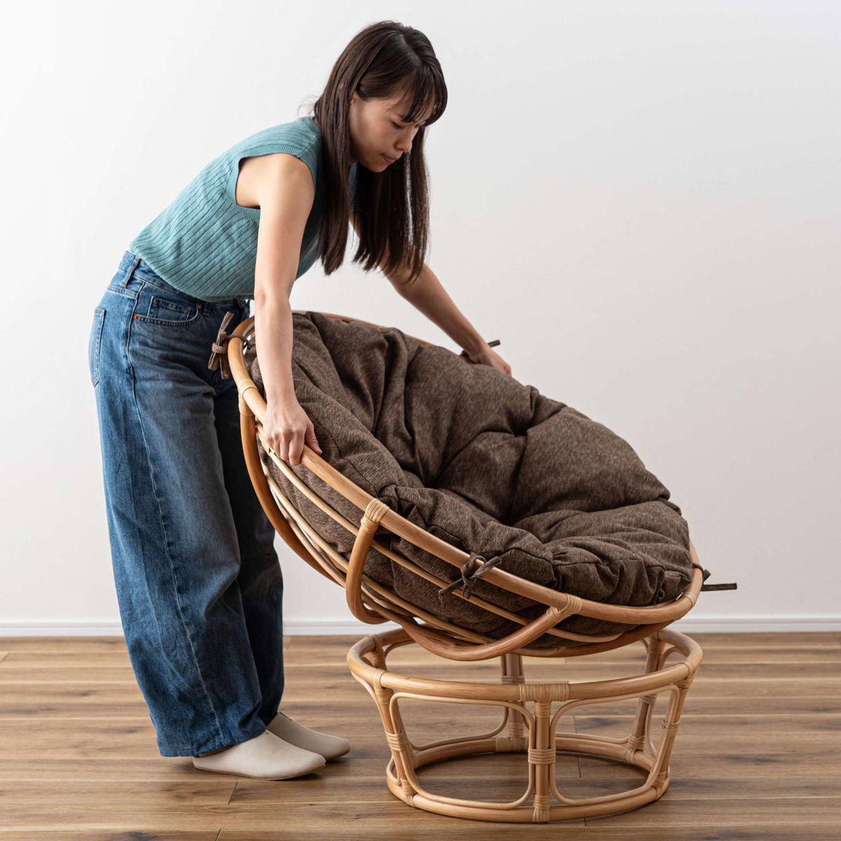 東谷 サークルチェア ラタン パーソナルチェア 完成品 （ ラウンジ