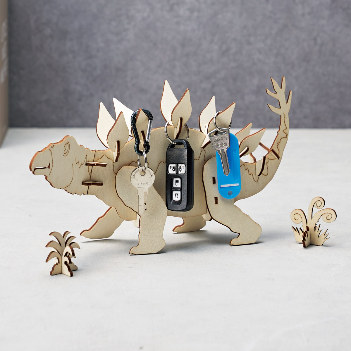 キーフック 天然木 色塗り 恐竜 組立て式 （ 収納 フック 鍵掛け 木製 卓上 工作キット 大人 小学生 子供 デスク収納 ）