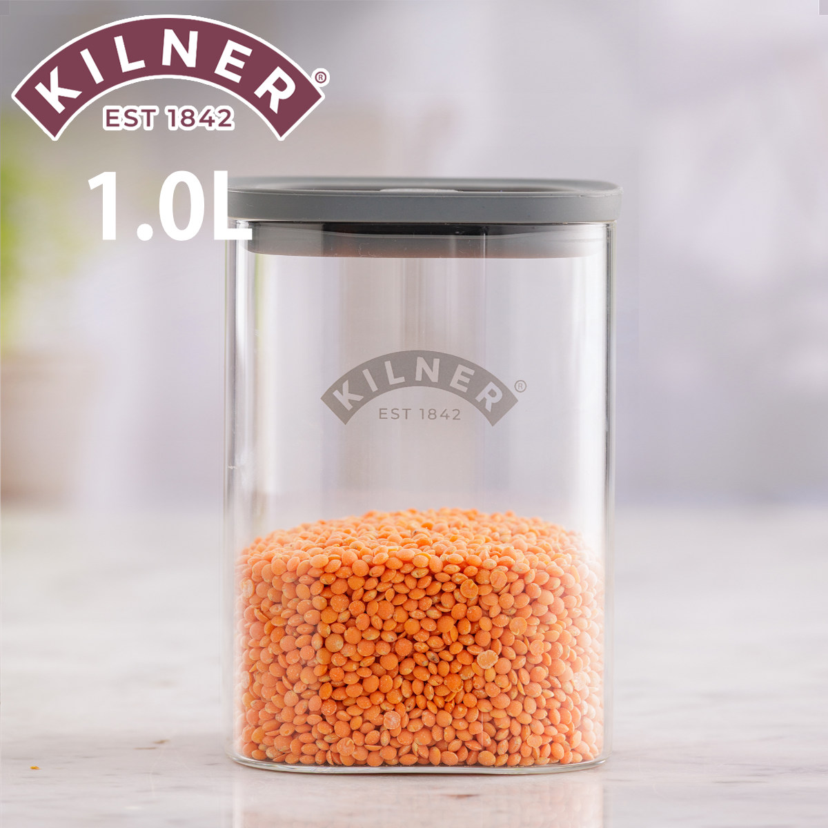 �ۑ��e�� KILNER 1L Fresh Storage Square Jar �i �L���i�[ �L���j�X�^�[ ���� ���e�� �K���X �K���X�ۑ��e�� 1000ml �j
