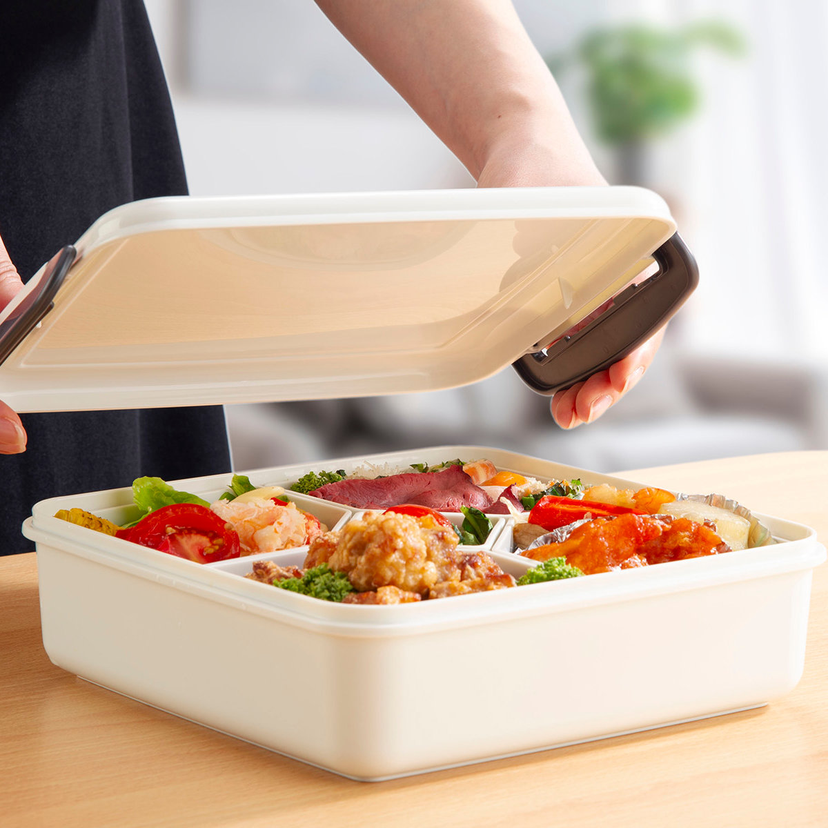 イノマタ化学 弁当箱 1.7L 3個セット ロック式ランチBOX 中子付き