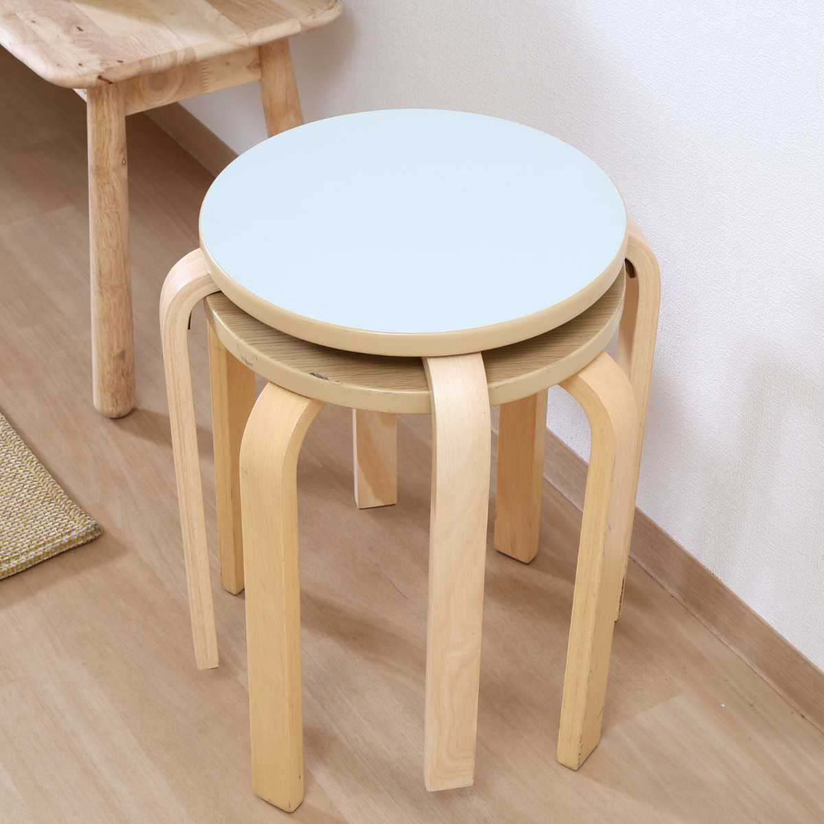 不二貿易（Fuji Boeki） 椅子 木製 スタッキング可能 スツール 2脚