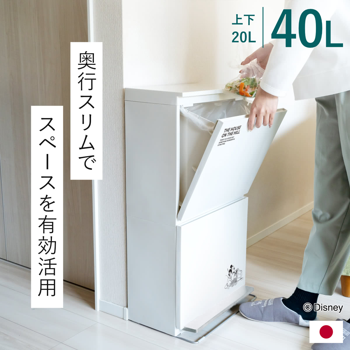 ゴミ箱 40L 2段 分別 ペダル式 ミッキー ワイド ディズニー