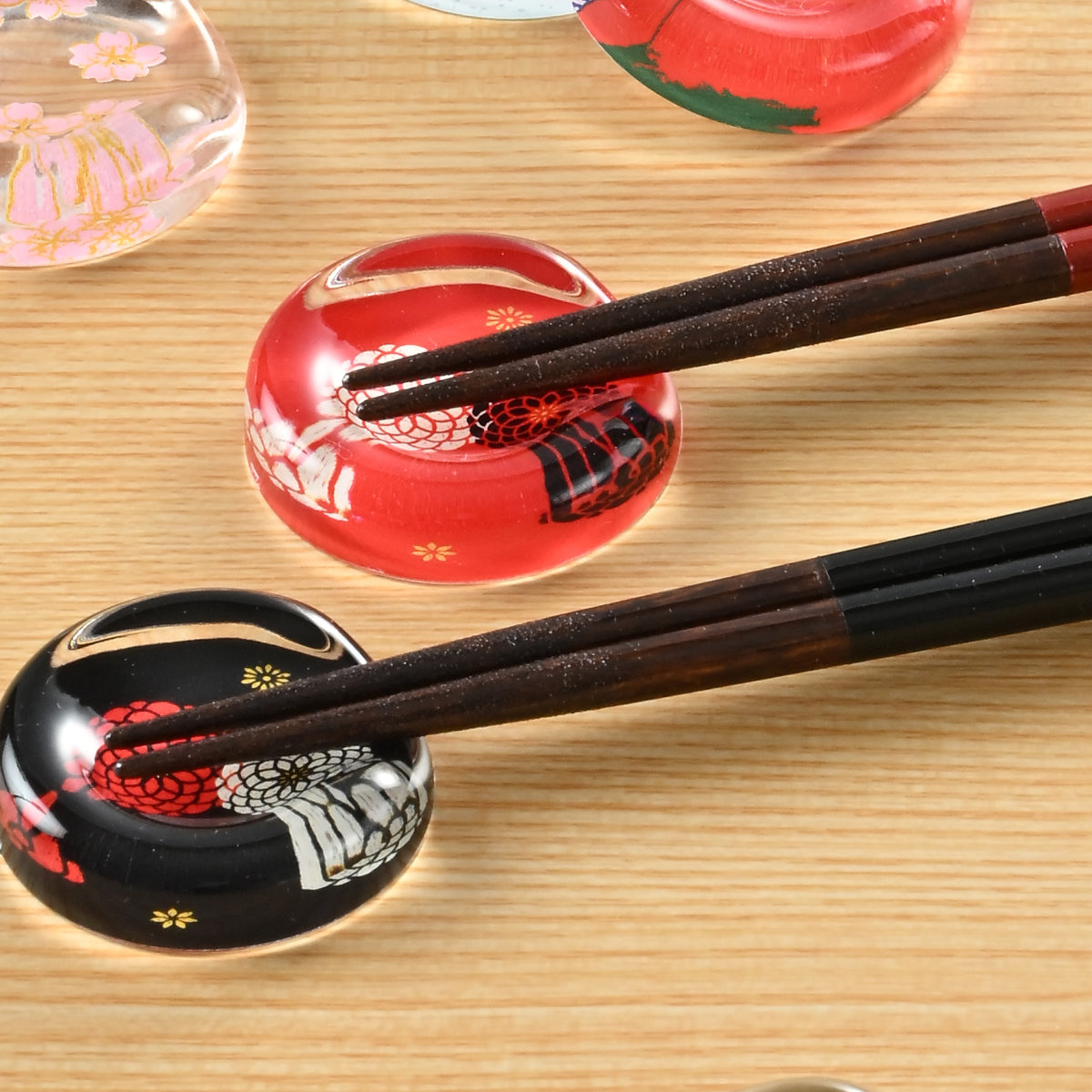 箸 木製箸 クリアキャップ付き （ ケース付 23cm 天然木 お箸