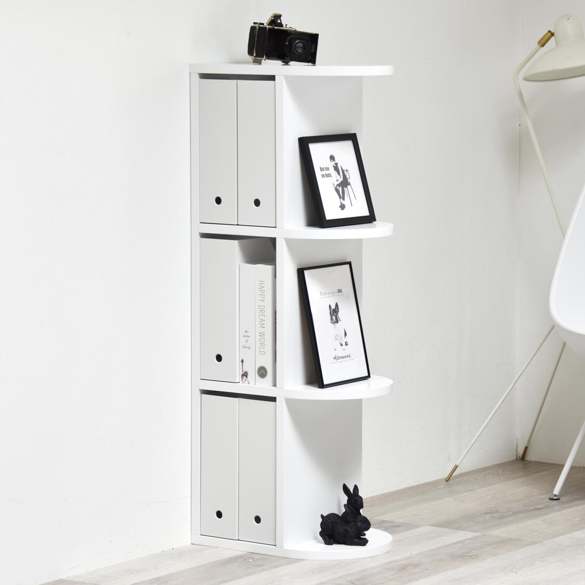 オープンラック 幅40cm 4段 本棚 A4対応 ホワイト （ ラック 棚 縦置き