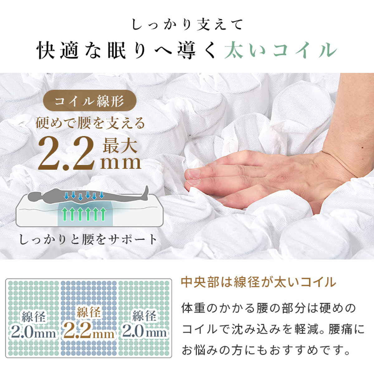 マットレス シングル ポケットコイル ピロートップ付き 竹のちから （ 寝具 マット 圧縮ロール 搬入簡単 吸湿 速乾 ） | HAGiHARA | 15