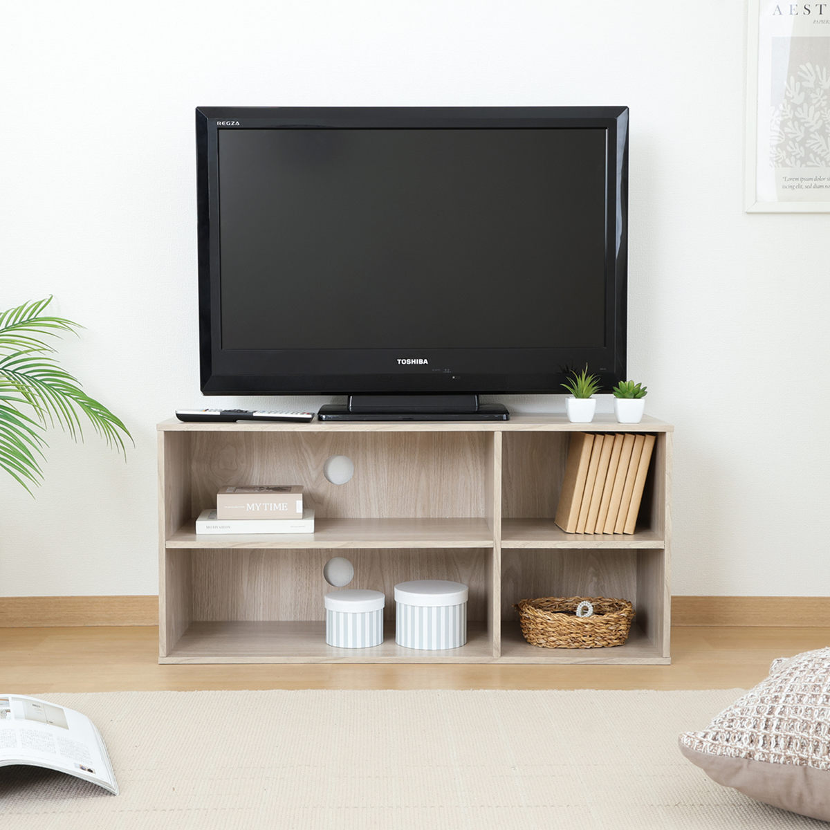 木目調 テレビ台 収納棚 オープンラック 不二貿易（Fuji Boeki） テレビ台 幅89cm 木目調 コード穴 収納 ラック