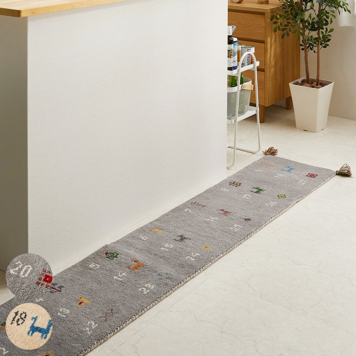 �L�b�`���}�b�g GABBEH �M���b�x �k���� 40×240cm �i �L�b�`�� �}�b�g ���g�[�Ή� �M���x ���O �E�[��100�� �r�� 40cm 240cm �j