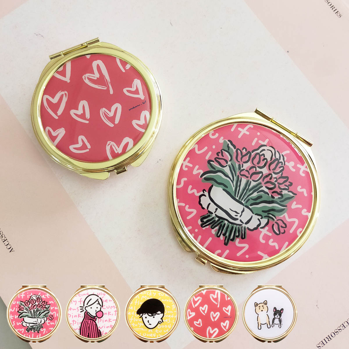 パラデック 手鏡 両面 コンパクトミラー ルソイーユ ucaU （ 鏡 ミラー