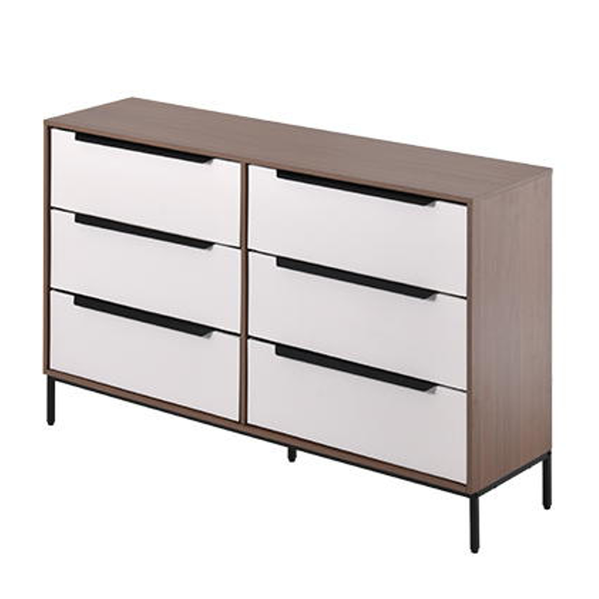 B.Bファニシング チェスト 幅117.5cm 3段 引き出し6杯 収納 木目調 脚