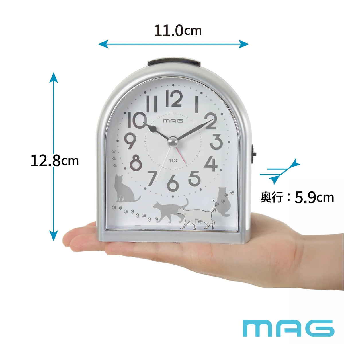 ノア精密 目覚まし時計 連続秒針 静音 ライト付き アニマル MAG