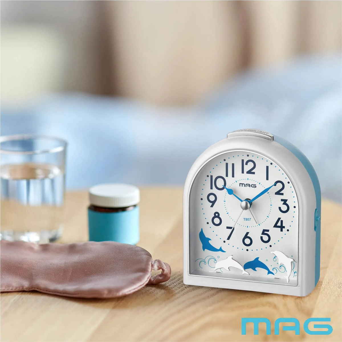 ノア精密 目覚まし時計 連続秒針 静音 ライト付き アニマル MAG
