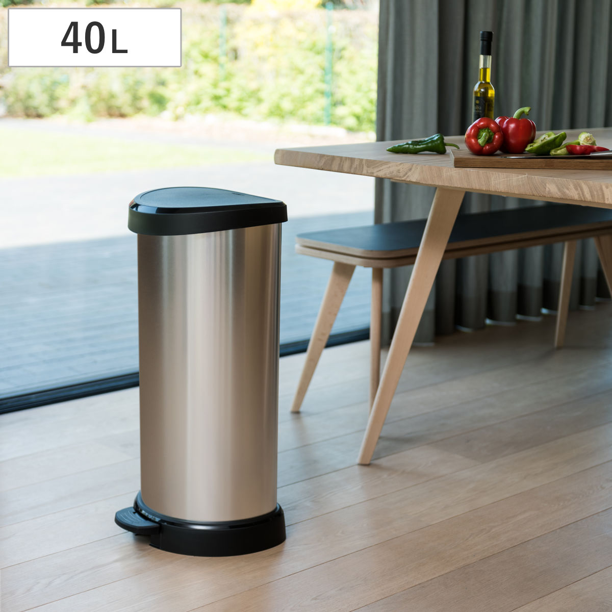 ゴミ箱 40L ステンレス Deco ペダルビン セミラウンド ペダル式
