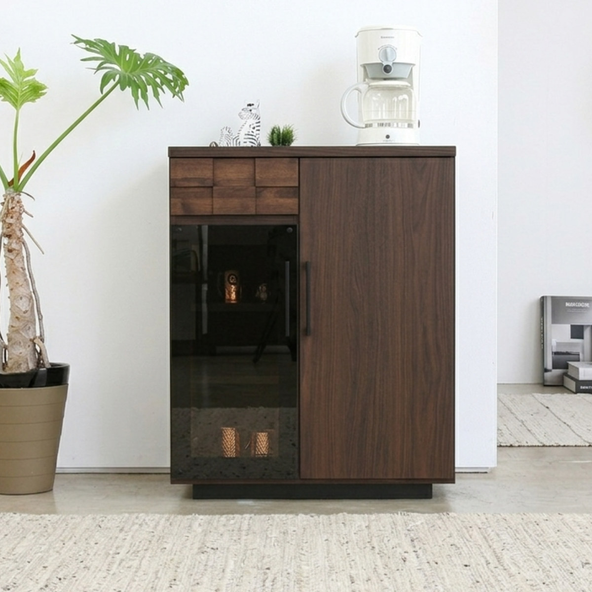 LK-18【ご来店頂ける方限定】アルダー材　オープンダイニングボード　ブラウン 国産キッチンボード アルジェ ダイニングボード/オープンボード パイン