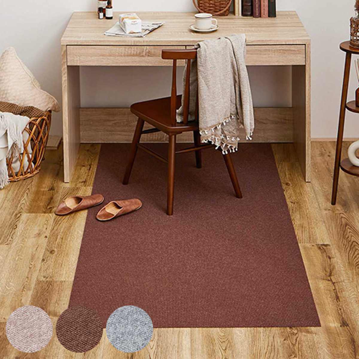 吸着チェアマット 滑りにくい フリーカット 90x180cm （ カーペット マット ラグ 滑り止め ラグマット 絨毯 チェアマット 椅子マット ）